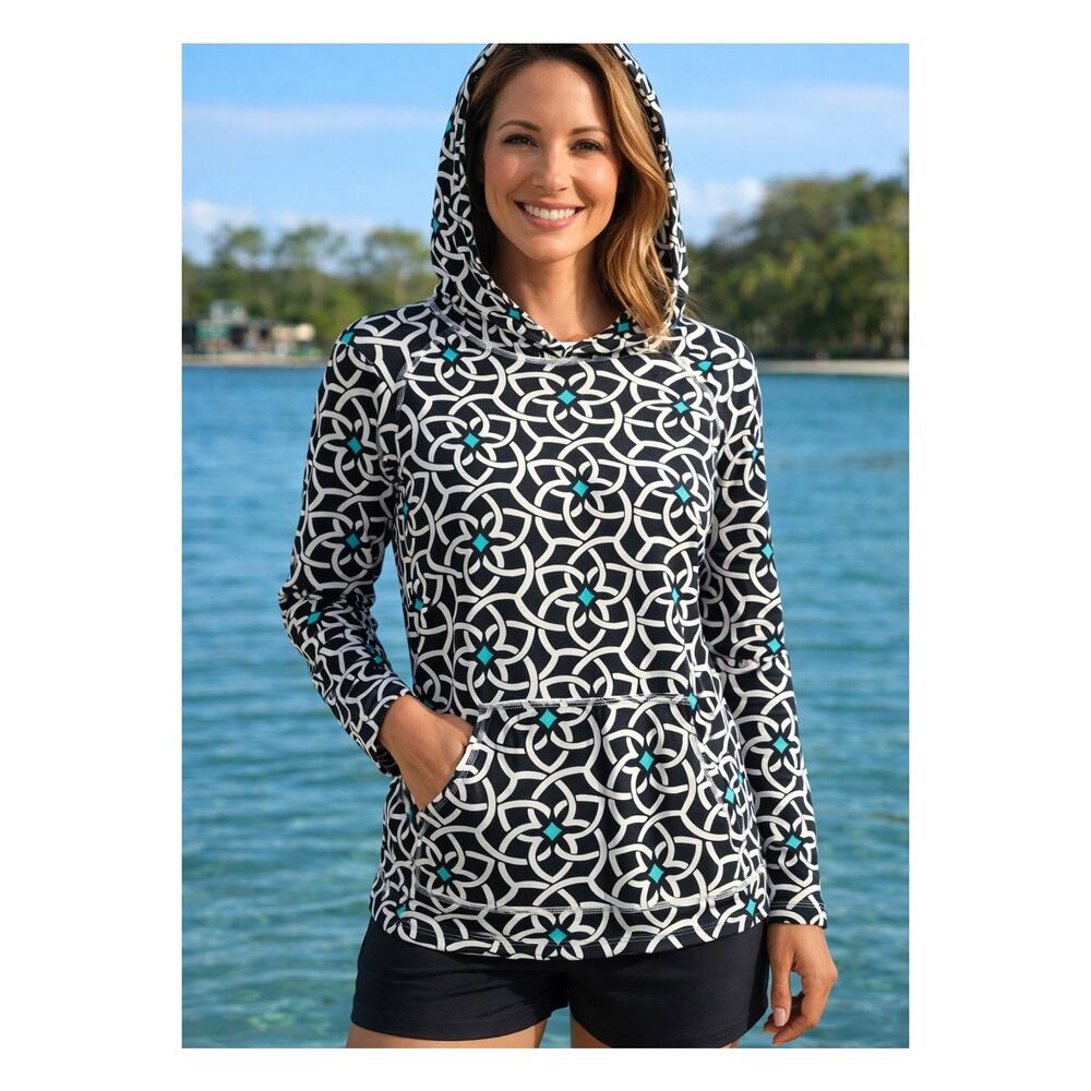 NWT Banana Boat Lightweight Geometric Long Sleeve 50 UPF Hoodie XXL